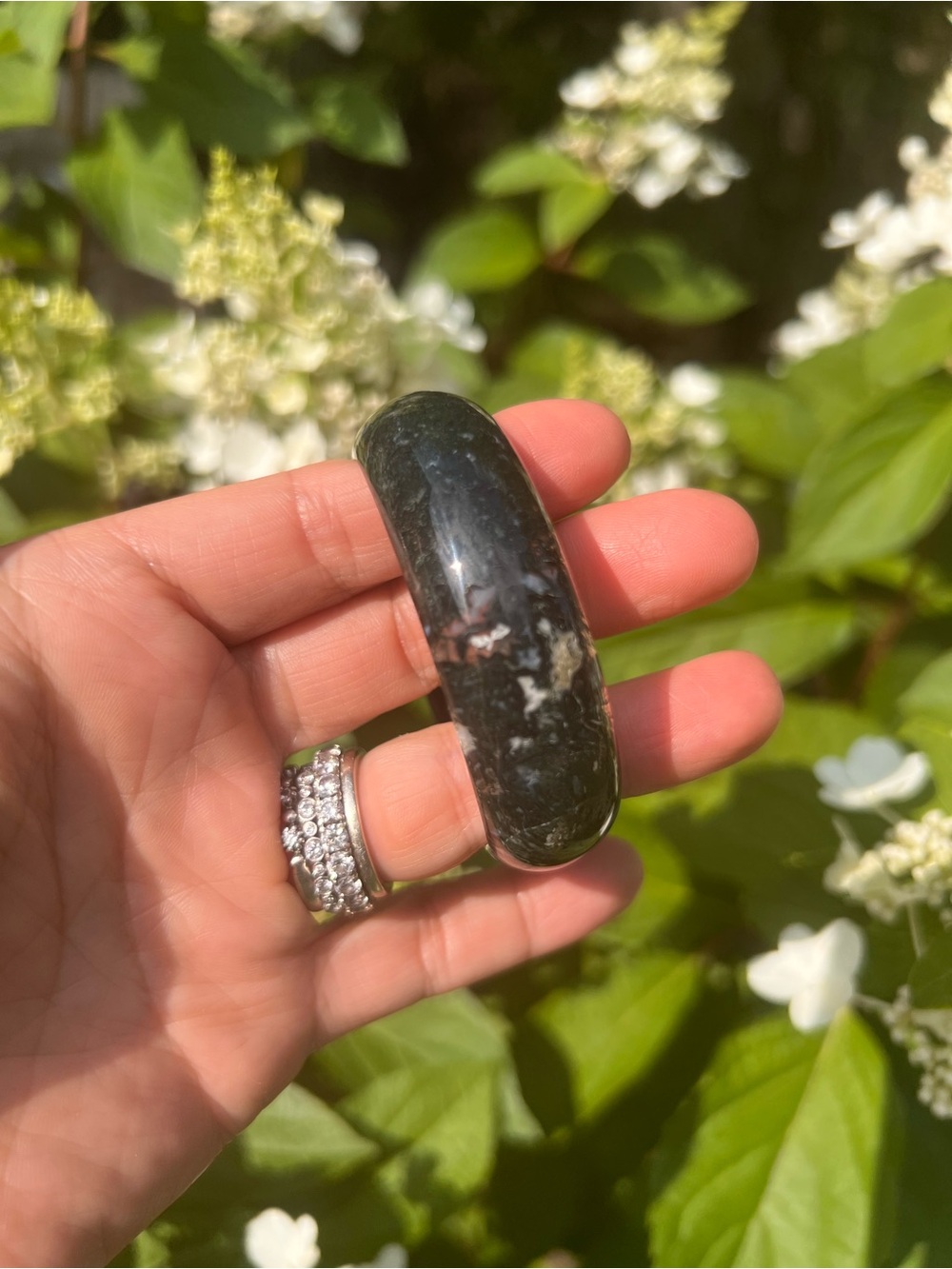 Moss (8) agate Bangle | crystal